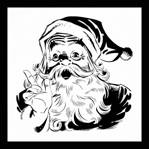 Vintage Christmas Retro Jolly Santa Claus Black Poster