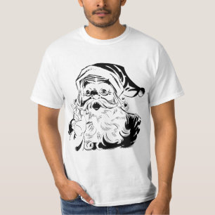 Vintage Christmas, Retro Jolly Santa Claus, Black T-Shirt