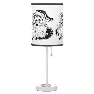 Vintage Christmas, Retro Jolly Santa Claus, Black Table Lamp