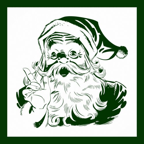 Vintage Christmas Retro Jolly Santa Claus Green Poster