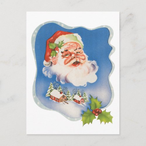 Vintage Christmas Retro Jolly Santa Claus Holiday Postcard