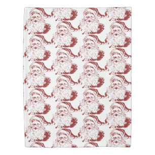 Vintage Christmas, Retro Jolly Santa Claus in Red Duvet Cover