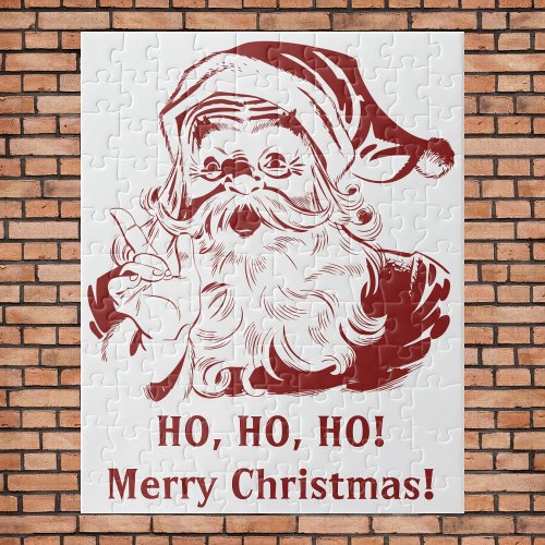 Vintage Christmas Retro Jolly Santa Claus in Red Jigsaw Puzzle