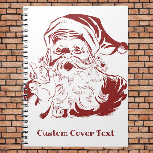 Vintage Christmas, Retro Jolly Santa Claus in Red Notebook