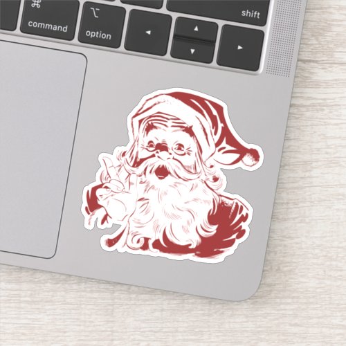 Vintage Christmas Retro Jolly Santa Claus in Red Sticker