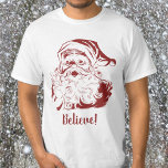 Vintage Christmas, Retro Jolly Santa Claus In Red T-shirt at Zazzle