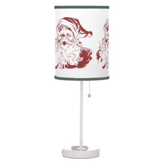 Vintage Christmas, Retro Jolly Santa Claus in Red Table Lamp (Left)