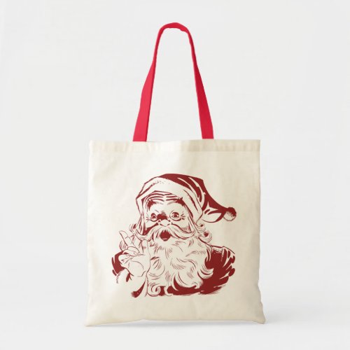 Vintage Christmas Retro Jolly Santa Claus in Red Tote Bag