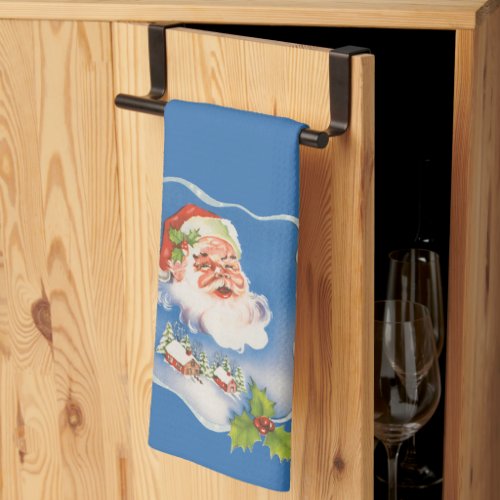 Vintage Christmas Retro Jolly Santa Claus Kitchen Towel