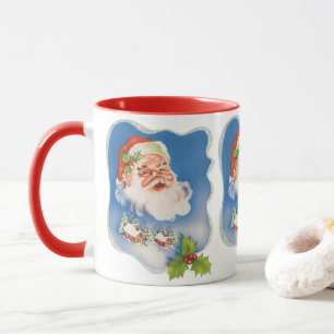 Vintage Christmas, Retro Jolly Santa Claus Mug