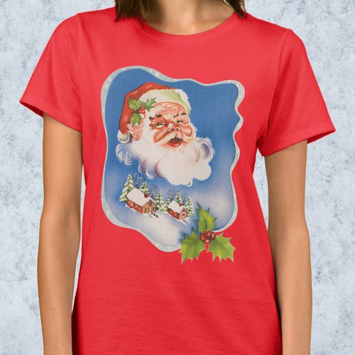 Vintage Christmas Retro Jolly Santa Claus T_Shirt