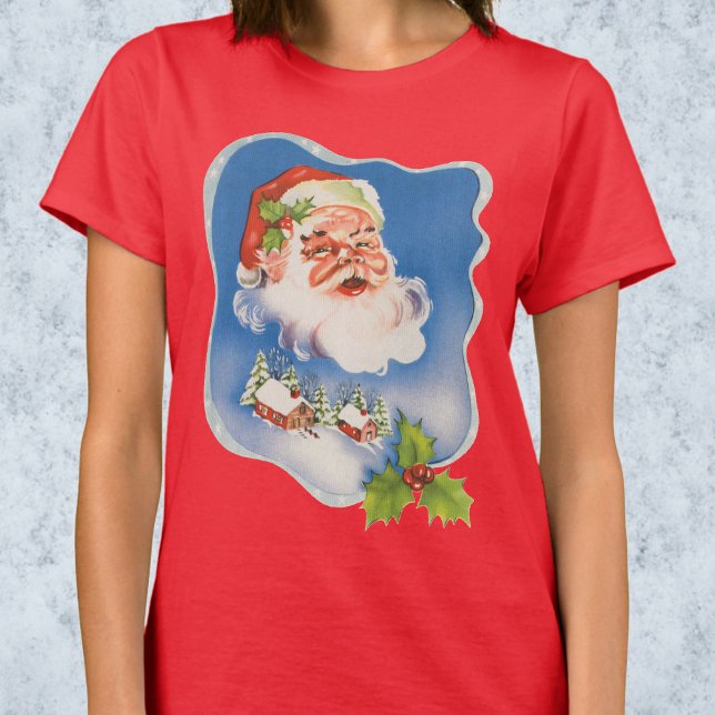 Vintage Christmas, Retro Jolly Santa Claus T-Shirt (Creator Uploaded)