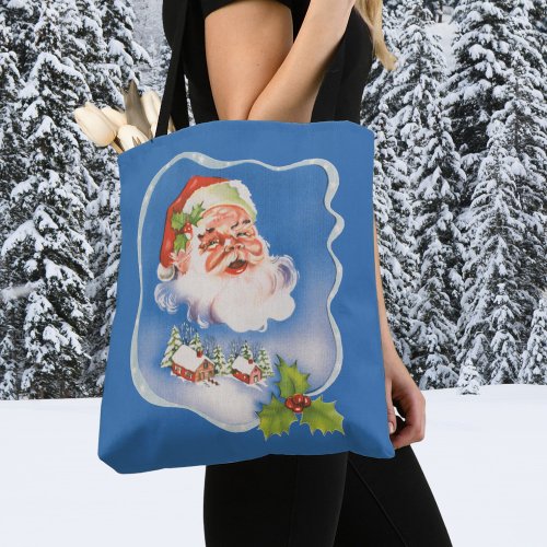 Vintage Christmas Retro Jolly Santa Claus Tote Bag