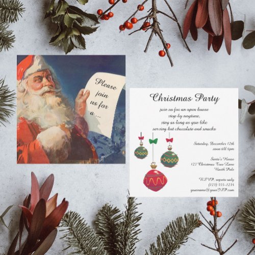 Vintage Christmas Retro Santa Claus Invitation