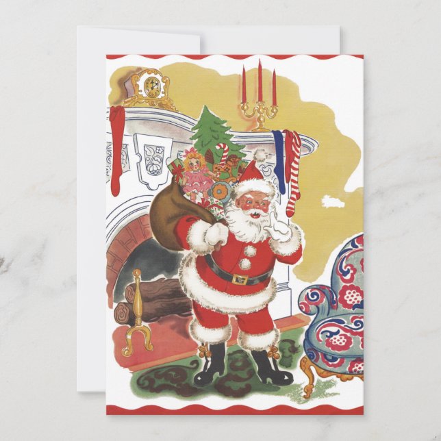 Vintage Christmas, Retro Santa Claus Invitation (Front)