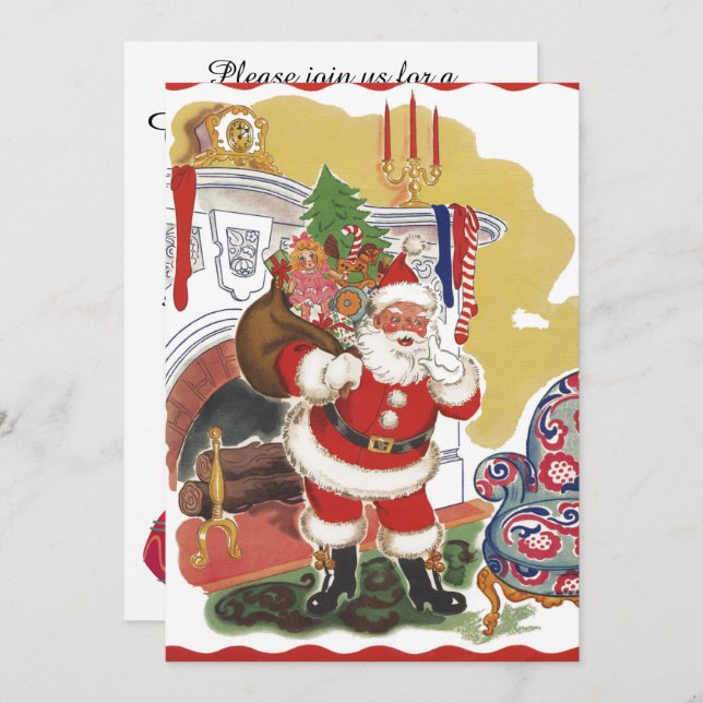 Vintage Christmas, Retro Santa Claus Invitation (Front/Back)