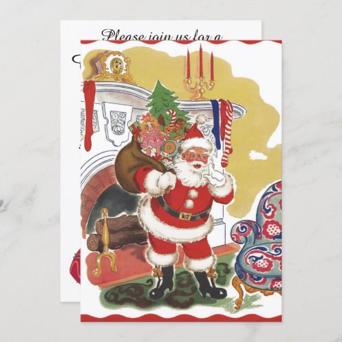 Vintage Christmas Retro Santa Claus Invitation