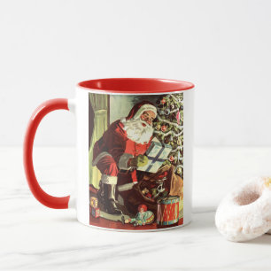 Vintage Christmas, Retro Santa Claus with Presents Mug