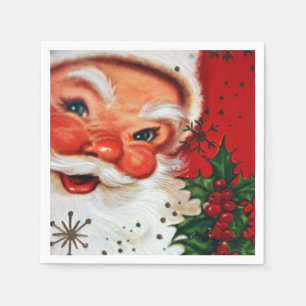 Vintage Christmas retro Santa party napkins