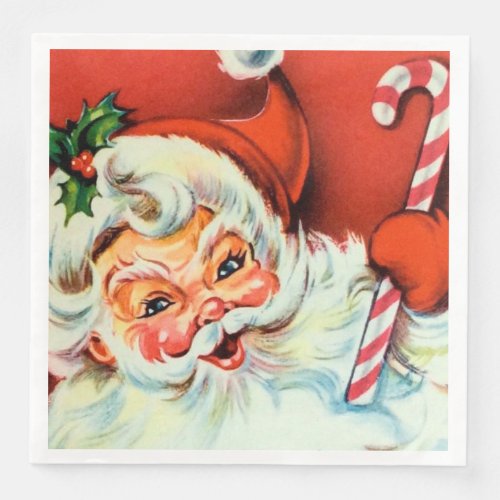Vintage Christmas Retro Santa party napkins