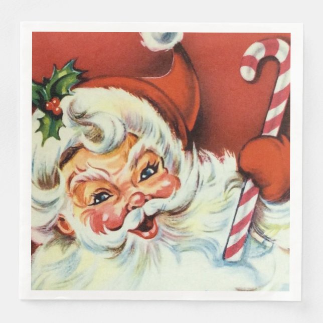 Vintage Christmas Retro Santa party napkins (Front)