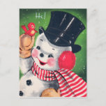 Vintage Christmas retro snowman Holiday postcard<br><div class="desc">design by www.etsy.com/VanityFlairDesign</div>