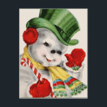 Vintage Christmas retro snowman Holiday postcard<br><div class="desc">design by www.etsy.com/Shop/VanityFlairDesign</div>