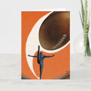 Vintage Christmas, Retro Sports Football Kicker Holiday Card