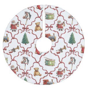 Vintage Christmas retro toys Santa Claus Christmas Brushed Polyester Tree Skirt