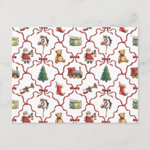 Vintage Christmas retro toys Santa Claus Christmas Postcard