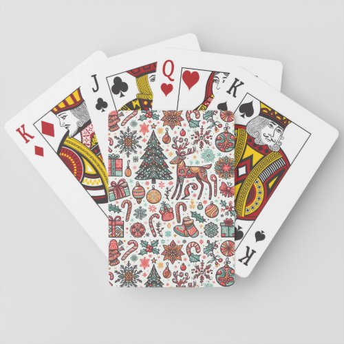 Vintage Christmas Retro Tree Gift Playing Cards