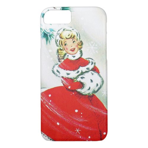 Vintage Christmas retro woman seven phone case