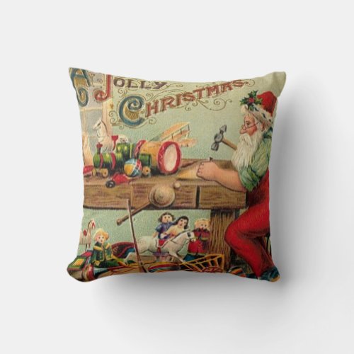 Vintage Christmas Retro Xmas Personalized Throw Pillow