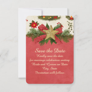 Vintage Christmas Ribbon Star Save the date