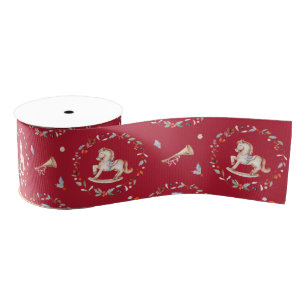 Vintage Christmas Ribbon with Rocking Horse