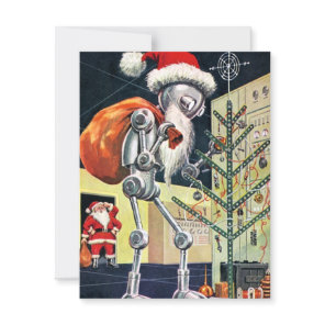 Vintage Christmas Robot Santa Holiday Card
