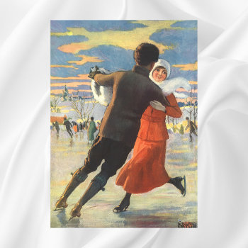 Vintage Christmas  Romantic Couple Ice Skating Poster by ChristmasCafe at Zazzle