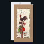 Vintage Christmas Rooster Holiday Card<br><div class="desc">Brown Retro Vintage Christmas Chicken Rooster On Mailbox Holiday Card.</div>