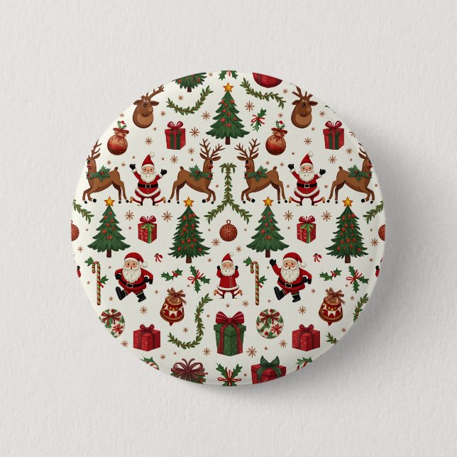 Vintage Christmas Round Button (Front)