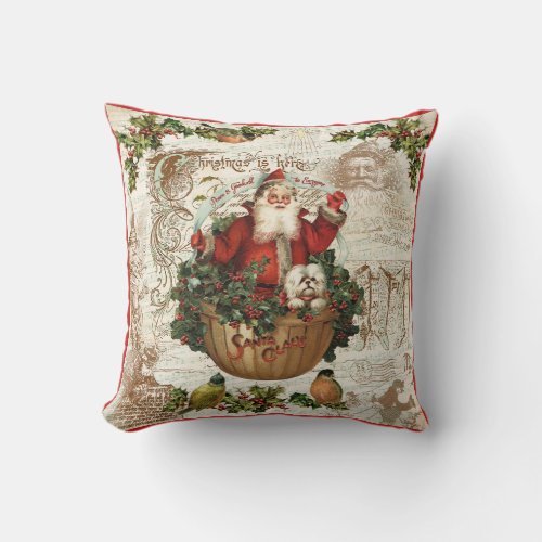 Vintage Christmas Rustic Santa Pillow