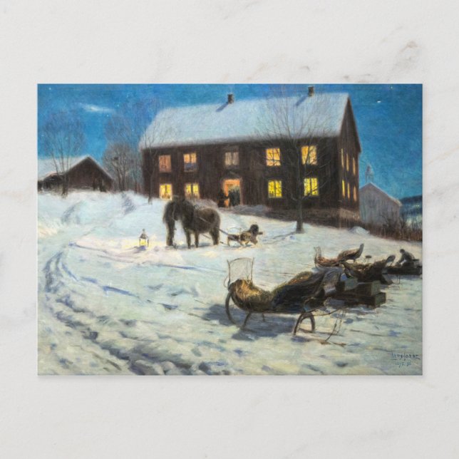 Vintage Christmas Rustic Winter Home Postcard (Front)