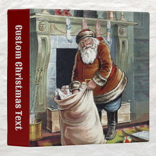 Vintage Christmas, Saint Nicholas by the Fireplace 3 Ring Binder