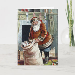 Vintage Christmas, Saint Nicholas by the Fireplace Card