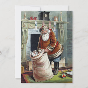 Vintage Christmas, Saint Nicholas by the Fireplace Invitation