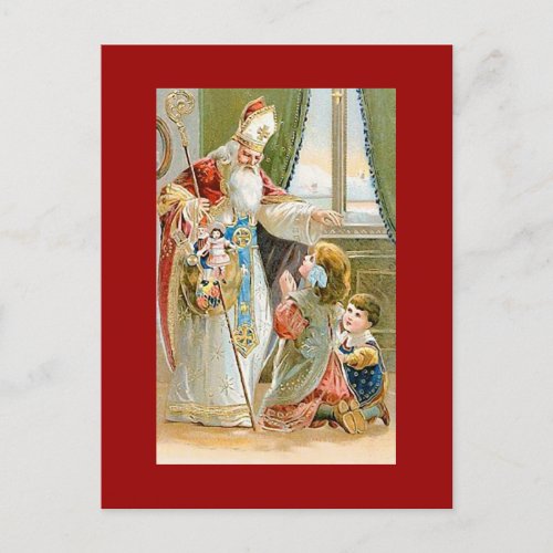 Vintage Christmas Saint Nicholas Holiday Postcard