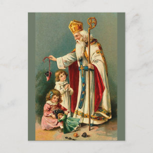 Vintage Christmas Saint Nicholas Holiday Postcard
