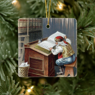 Vintage Christmas, Saint Nicholas Naughty or Nice  Ceramic Ornament