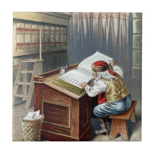 Vintage Christmas, Saint Nicholas Naughty or Nice  Ceramic Tile