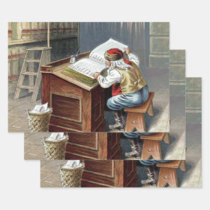 Vintage Christmas, Saint Nicholas Naughty or Nice  Wrapping Paper Sheets