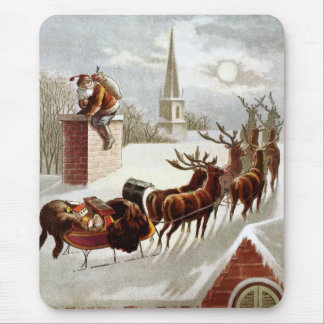 Vintage Christmas, Saint Nicholas on the Rooftop Mouse Pad